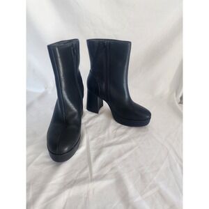 A New Day Black Platform Ankle Boots Chunky Block Heel Booties Size 8 F00011302